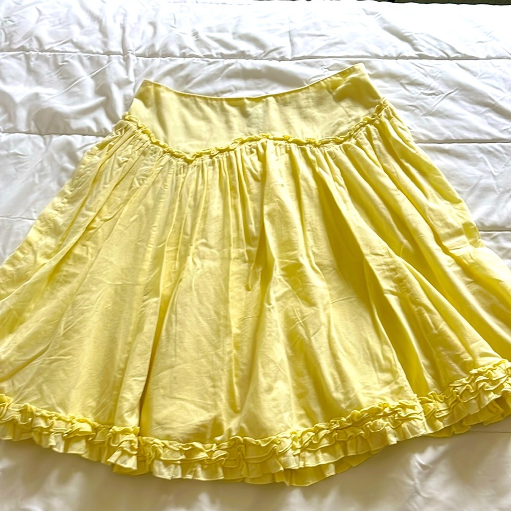 Anthropologie yellow ruffle skirt